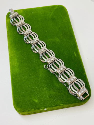 Silver and Rhinestone Bracelet and Earrings set Devil's Details